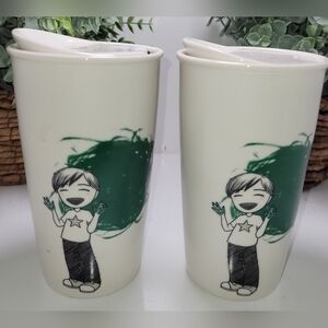 Starbucks Coffee Mugs 2015 Dot Collection, Ceramic Set of 2